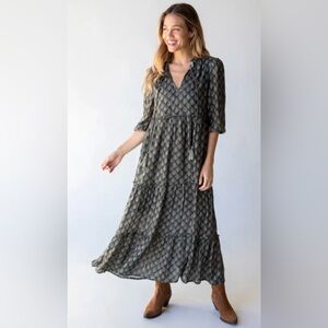 NWT Natural Life Luella Maxi Dress in Olive Floral / size L